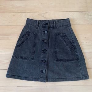 Sage The Label Black Denim Button Up Mini Skirt